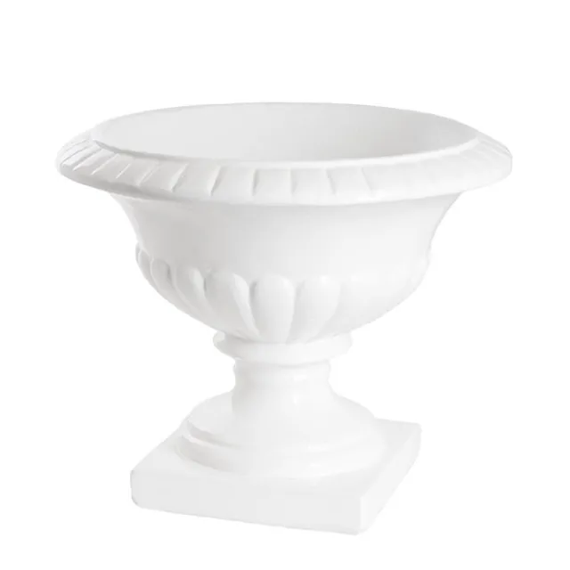 Fibreglass Squat Urn Gloss White (42cmDx35cmH)