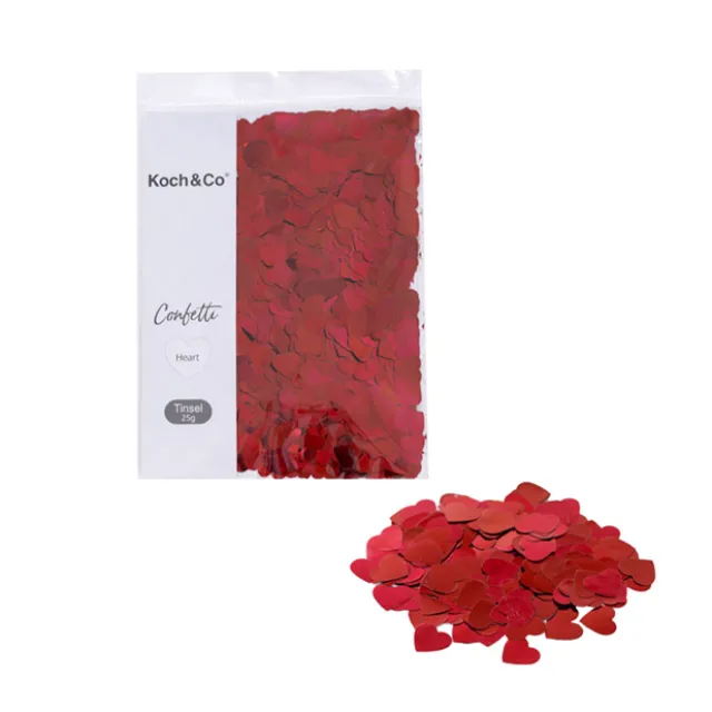 Confetti Heart Shape 25g Bag (1.5cmD) Metallic Red