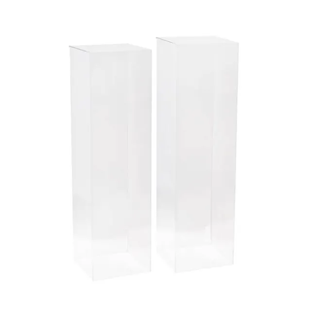 Square Acrylic Plinth Set 2 Clear (29x80cmH)