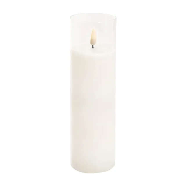 LED Glass Trueflame Flickering Event Pillar Candle 7.5x25cmH