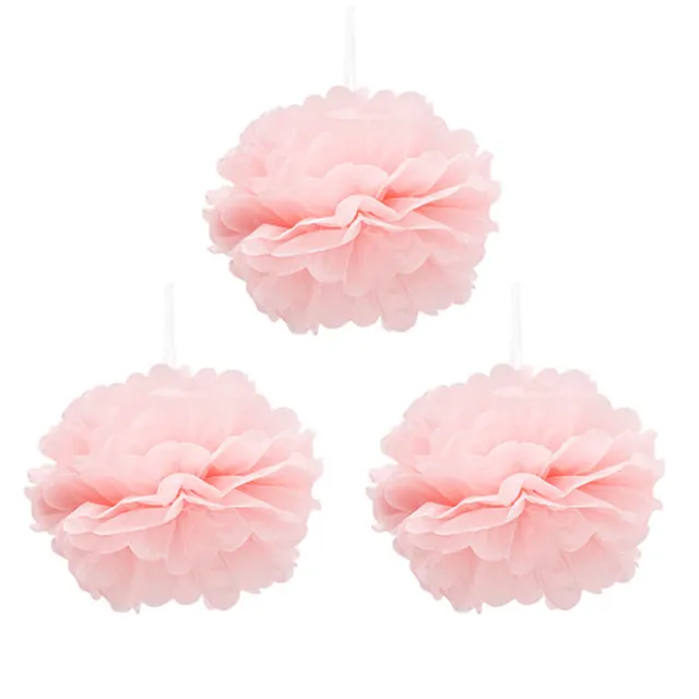Hanging Tissue Pom Pom Pack 3 Soft Pink (30cmD)