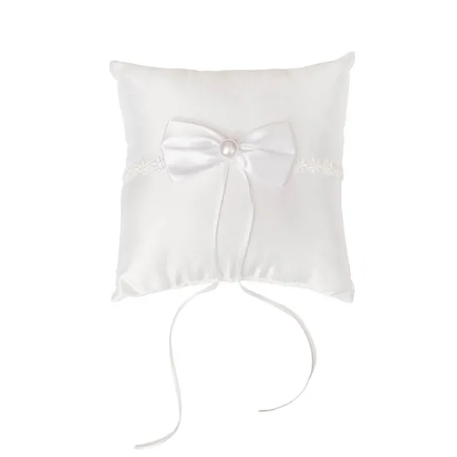 Wedding Ring Pillow w Bow White (20x20cmH)
