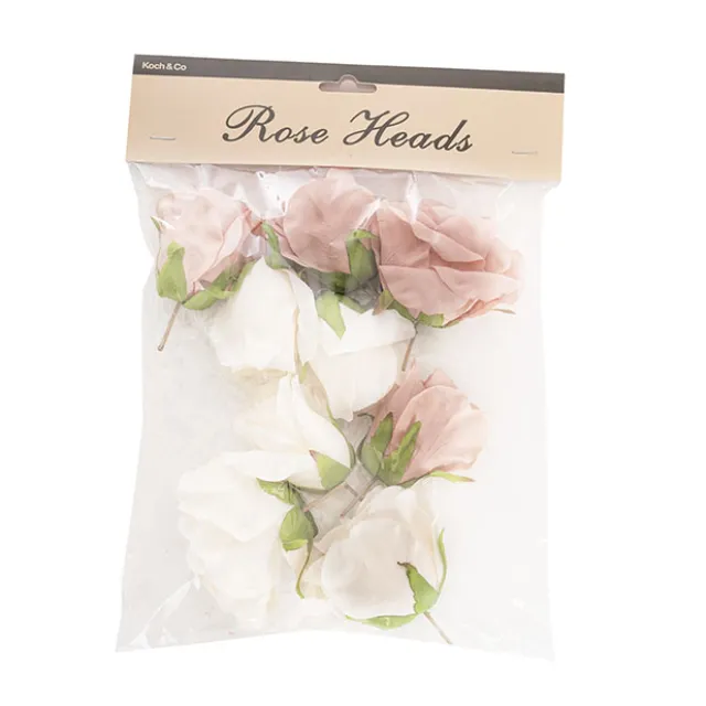 Rose Heads Loose Pack 9 Mixed Beige & Dusty Pink