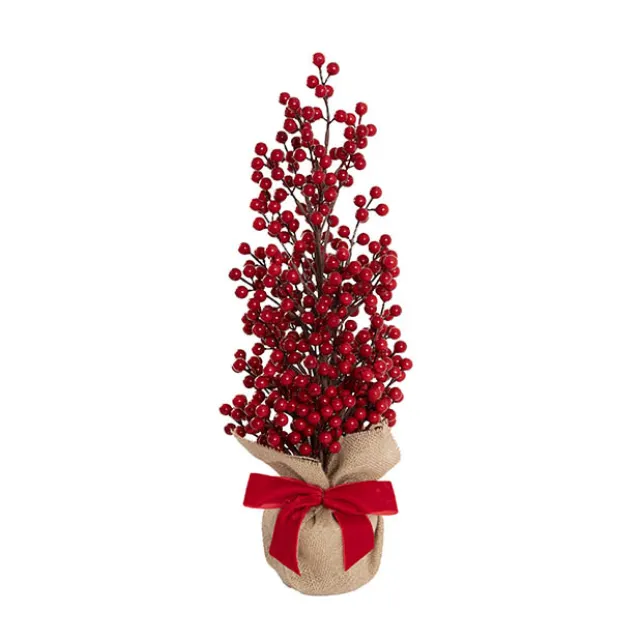 Lush Berry Tree Jute Burlap Red (53cmH)