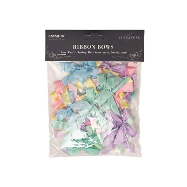 Pre-Made Ribbon Bow 10mm Satin Pastels Mix Pack 48 (3.5Lcm)