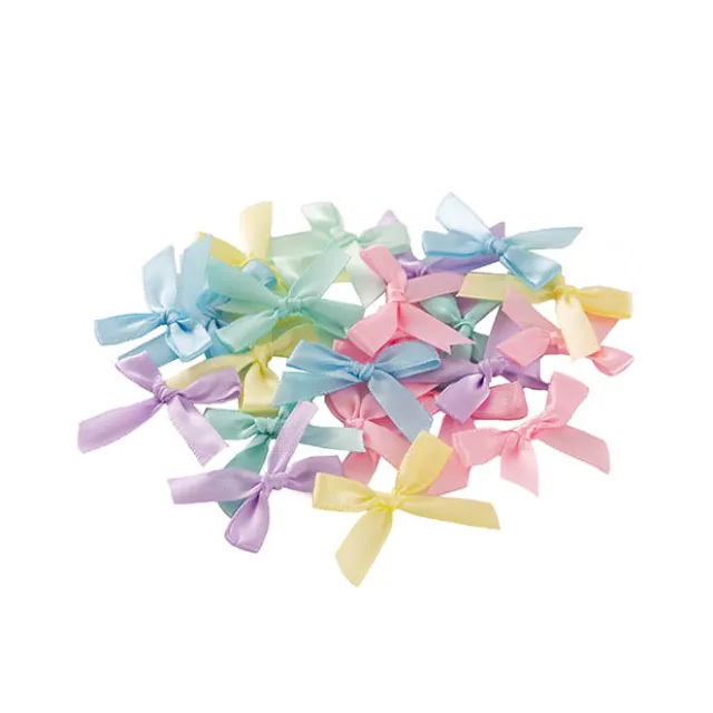 Pre-Made Ribbon Bow 10mm Satin Pastels Mix Pack 48 (3.5Lcm)