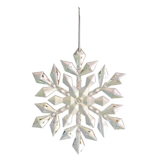 Hanging Acrylic Snowflakes Pack 2 Iridescent White (13cmD)