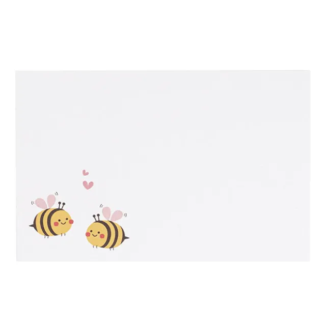 Cards White Bees in Love (10x6.5cmH) Pk 50
