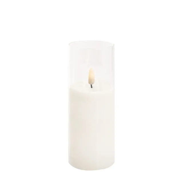 LED Glass Trueflame Flickering Event Pillar Candle 7.5x20cmH