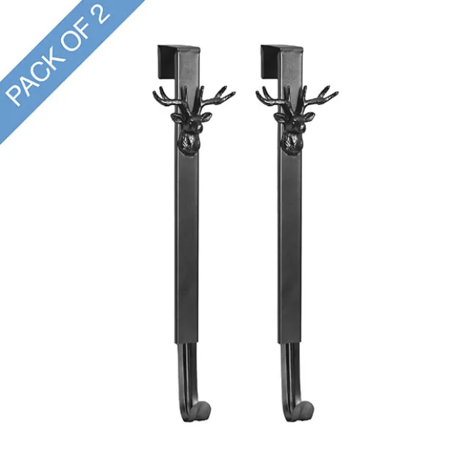 Adjustable Reindeer Wreath Door Hanger Pack 2 Black (40cmH)