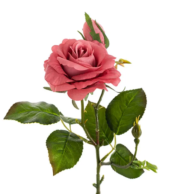 Real Touch Short Stem Rose x 3 Head Dusty Pink (36cmH)