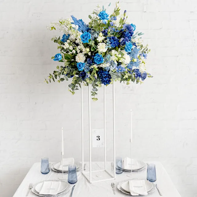 Metal Centrepiece Flower Table Stand KD White (25x25x95cmH)