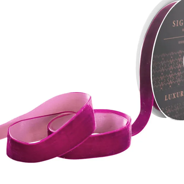 Ribbon Premium Plush Velvet Woven Edge Fuchsia (25mmx20m)