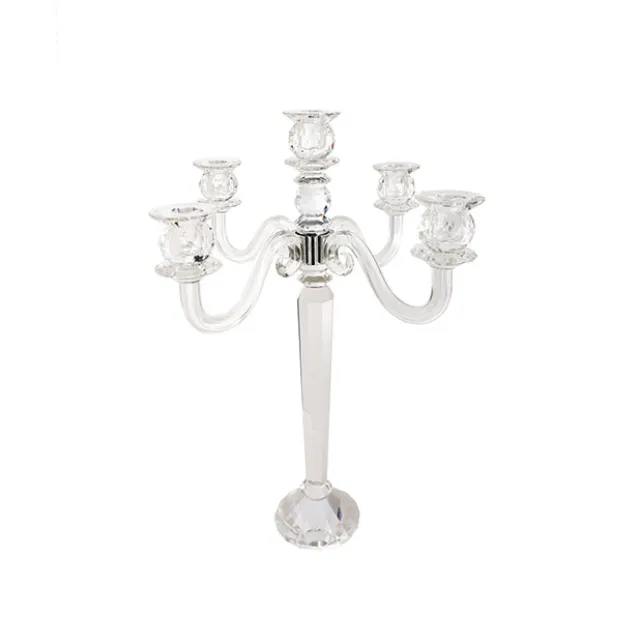 Elegant Crystal Glass 5 Arm Candelabra Clear (51cmH)