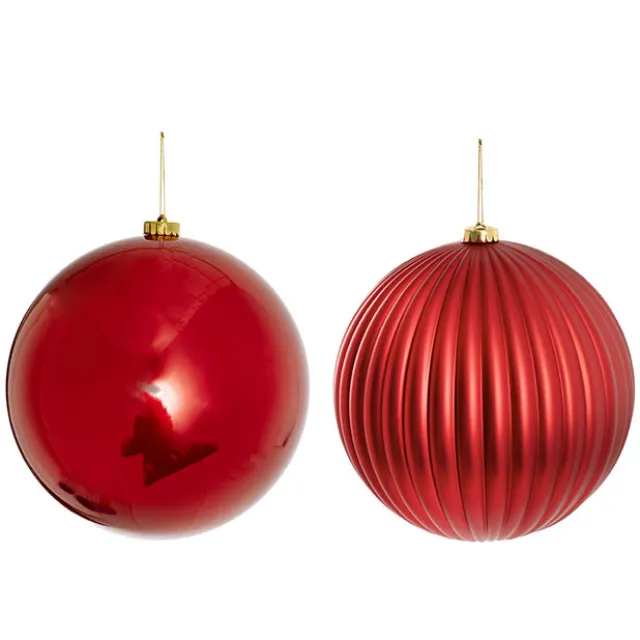 Giant Hanging Baubles Set 2 Red (20cmD)