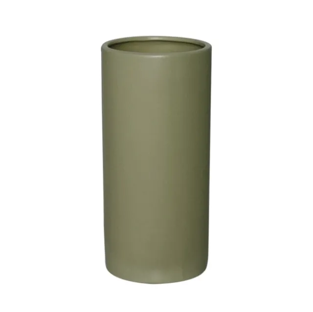 Ceramic Cylinder Pot Satin Matte Moss (13x28cmH)