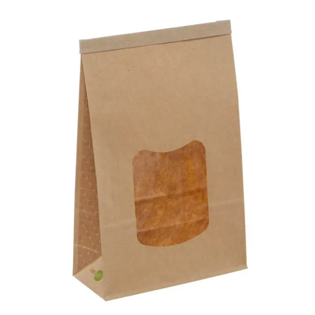 Tin Tie Window Bag Large Natural Kraft (155x70x242mmH)