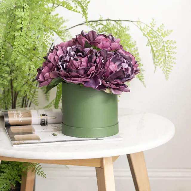 Flower Gift Hat Box Round Moss (15cmWx13.5cmH)