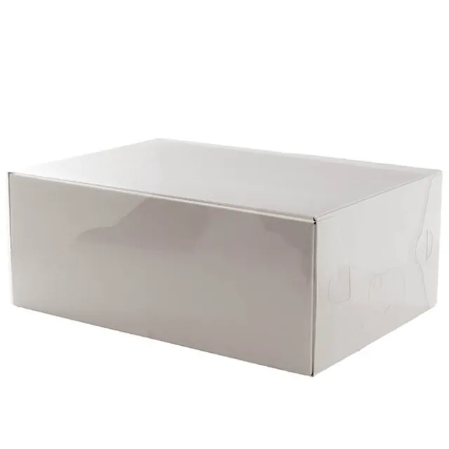 Gift Hamper Box with PVC Lid Rectangle White (36Lx25Wx14Hcm)