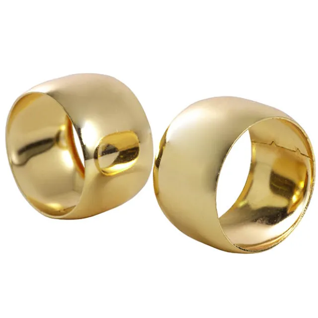 Metal Napkin Ring Pack 2 Solid Gold (4cmDx2.8cmH)