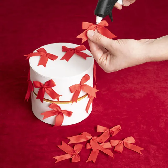 Pre-Made Ribbon Bow Grosgrain Red Pack 24 (15mmx5cm)