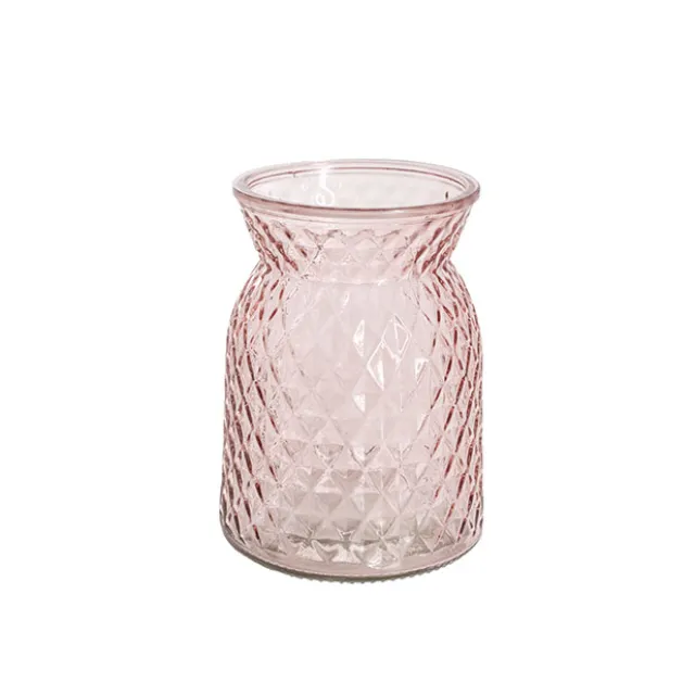 Glass Ann Posy Bottle Vase Light Pink(12x16cmH)