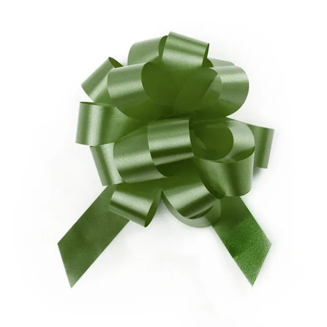 Ribbon Pull Bow Pom Pom Moss (18mmx8.75cmD) Pack 5