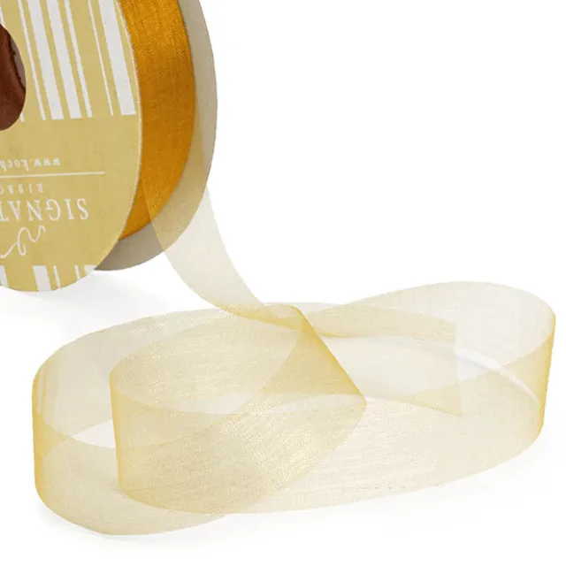 Bulk Organza Ribbon Cut Edge Gold (25mmx100m)