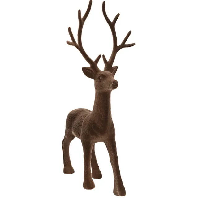 Large Standing Flocked Reindeer Brown (76cmH)