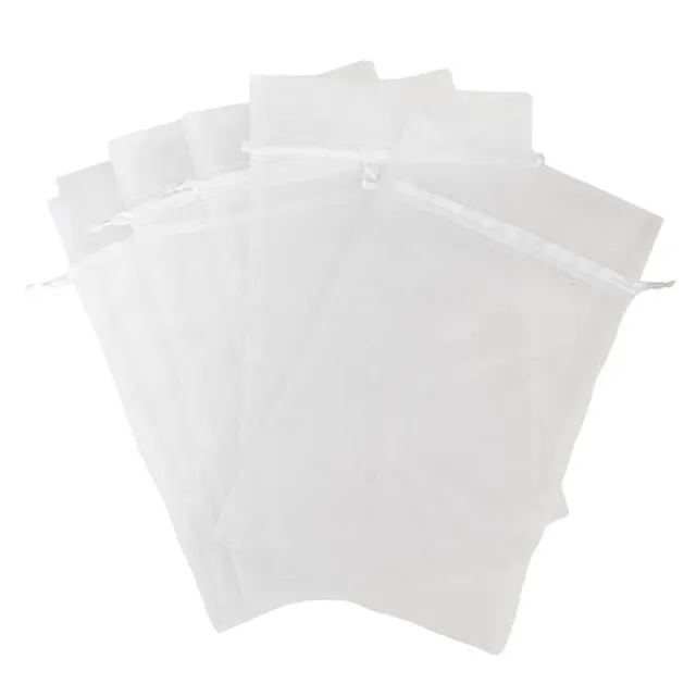 Organza Gift Bomboniere Bag Large White Pack 10 (15x24cmH)
