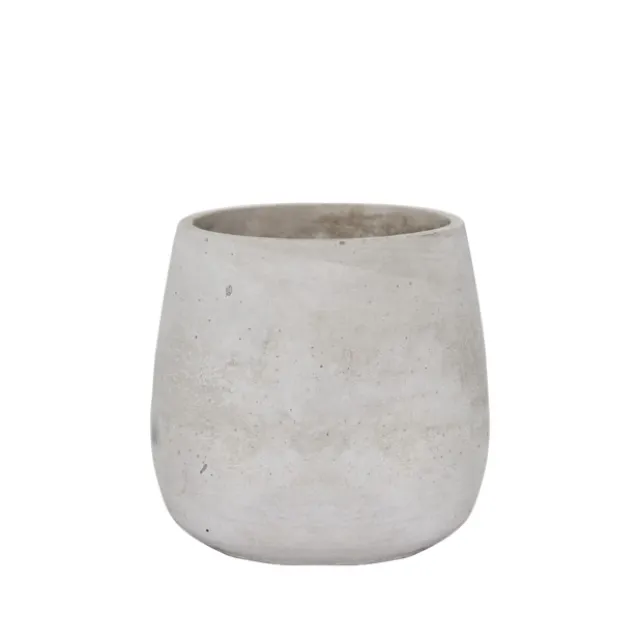 Cement Floral Egg Cup Round Pot Grey (14Dx14cmH)