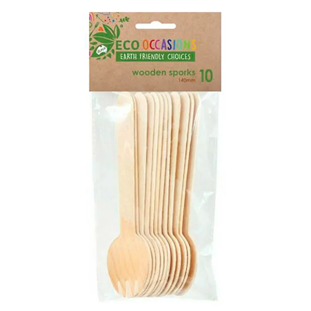 Wooden Spork (15.5cm) Pack 10