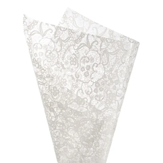 Cello Clear 40mic Lace White 100 Pack (50x70cm)