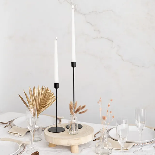 Single Metal Taper Candle Holders Black (8.8x25cmH)