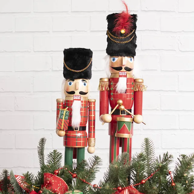 Wooden Nutcracker Holding Gifts Red & Green (50cmH)