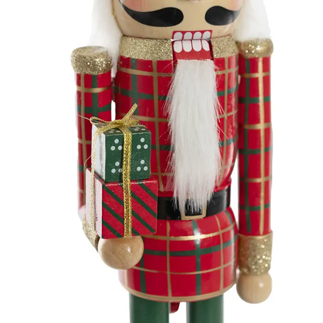 Wooden Nutcracker Holding Gifts Red & Green (50cmH)