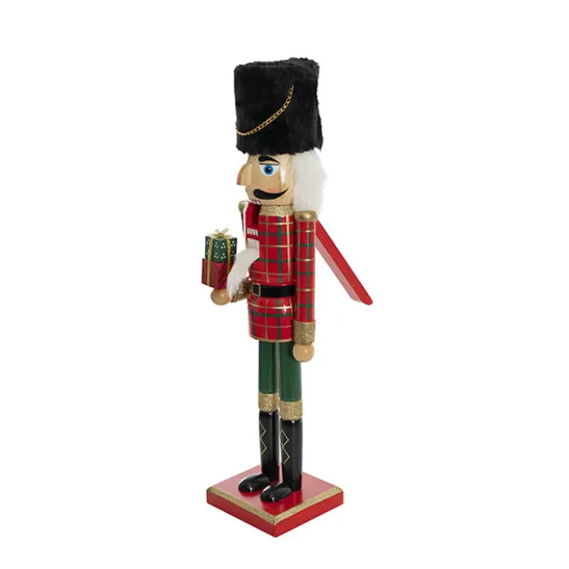 Wooden Nutcracker Holding Gifts Red & Green (50cmH)