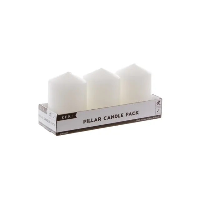 Dome Pillar Event Candle Pack 3 48 HRS WHite (7x10cmH)