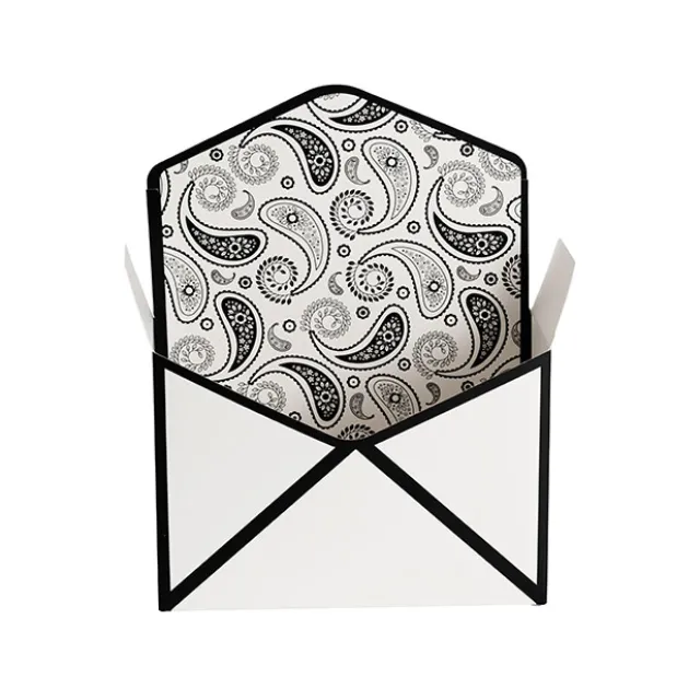 Envelope Flower Box Large Paisley White Pk5 (23Lx8Dx16cmH)