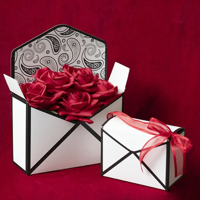 Envelope Flower Box Large Paisley White Pk5 (23Lx8Dx16cmH)