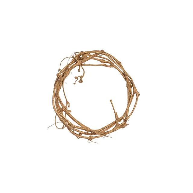 Grapevine Rattan Wreath Round Gold (20cmD)
