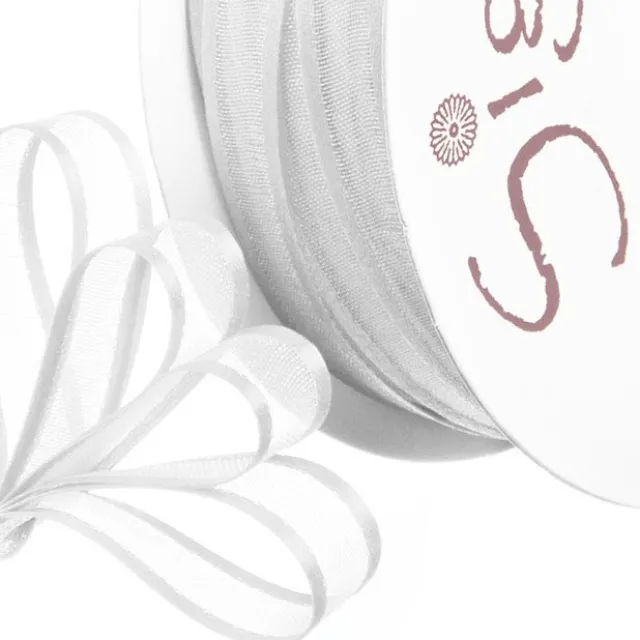 Ribbon Organdy Satin Edge White (10mmx20m)