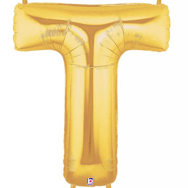 Foil Balloon 40" (101.6cmH) Letter 'T' Gold