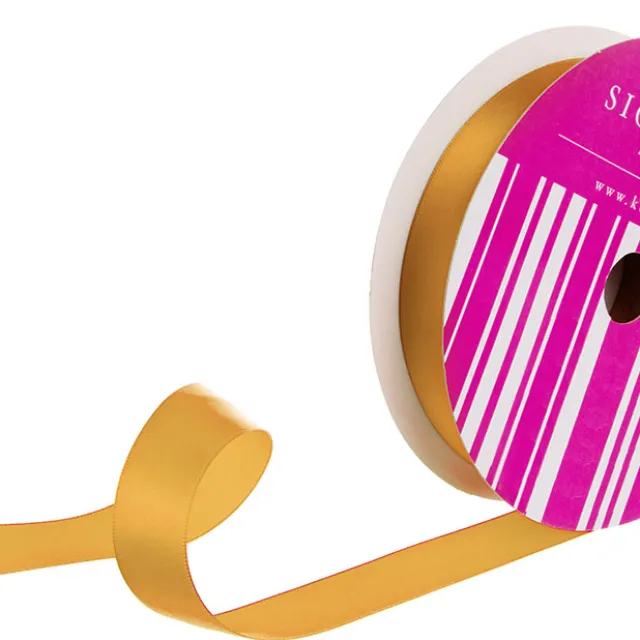 Bulk Ribbon Single Face Satin Gold (25mmx50m)