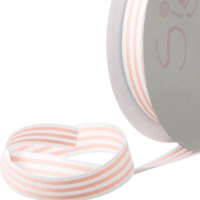 Grosgrain Ribbon FIne Stripes Baby Pink & White (15mmx20m)