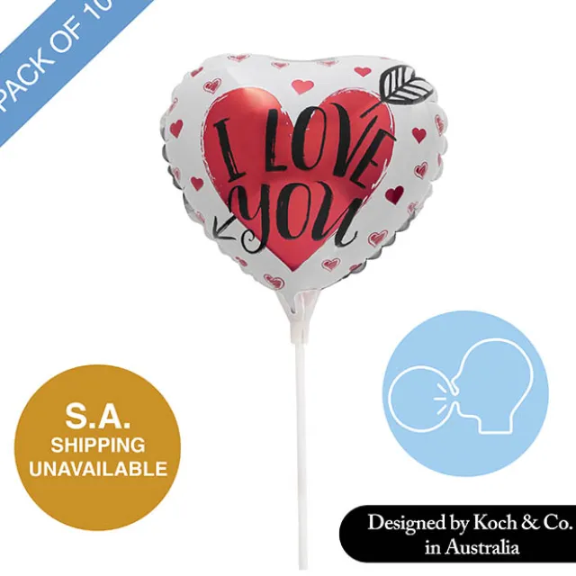 Foil Balloon 9" (22.5cmD) Pack 10 I Love You Arrow White