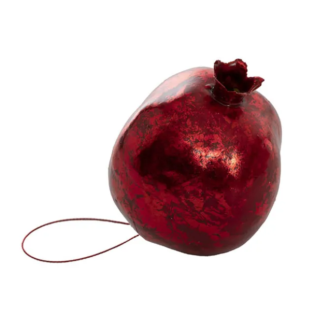 Hanging Pomegranate Pack 2 Metallic Red (8cmD)