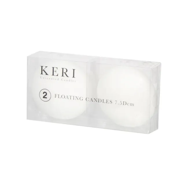 Floating Candle 7 Hour Pack 2 White (7.5Dx3.5cmH)