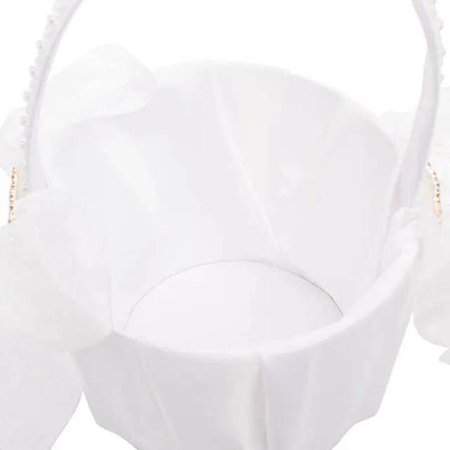 Organza Embellished Flower Girl Basket White (12.5cmDx22cmH)