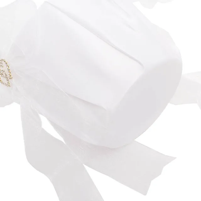 Organza Embellished Flower Girl Basket White (12.5cmDx22cmH)